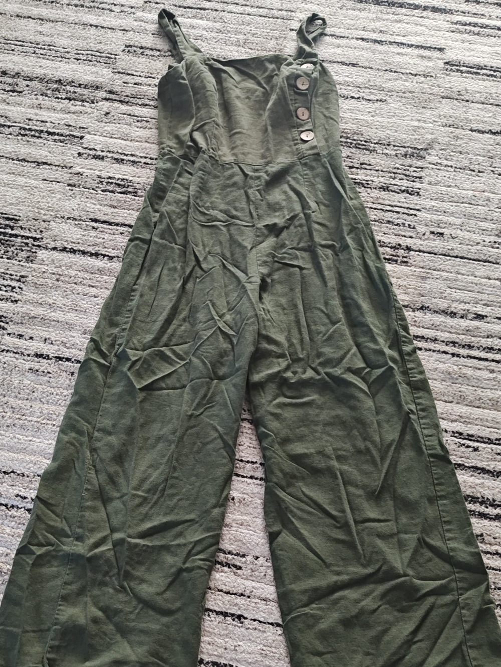 Kingston Olive Green Wide-Leg Button-Accent Jumpsuit